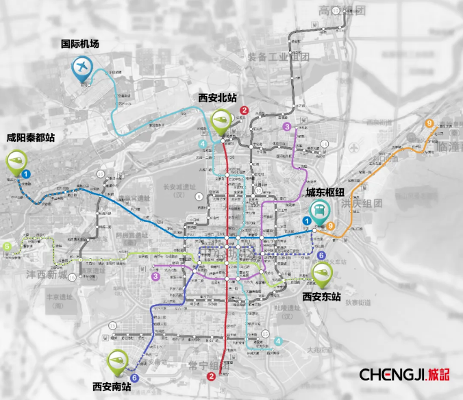 西安地铁八线运营线路图 图片来源:西安城记