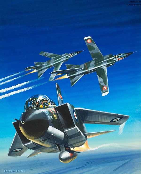 MRCA想象图，近处的是英国PA200双座型，远处是西德和意大利的PA100单座型