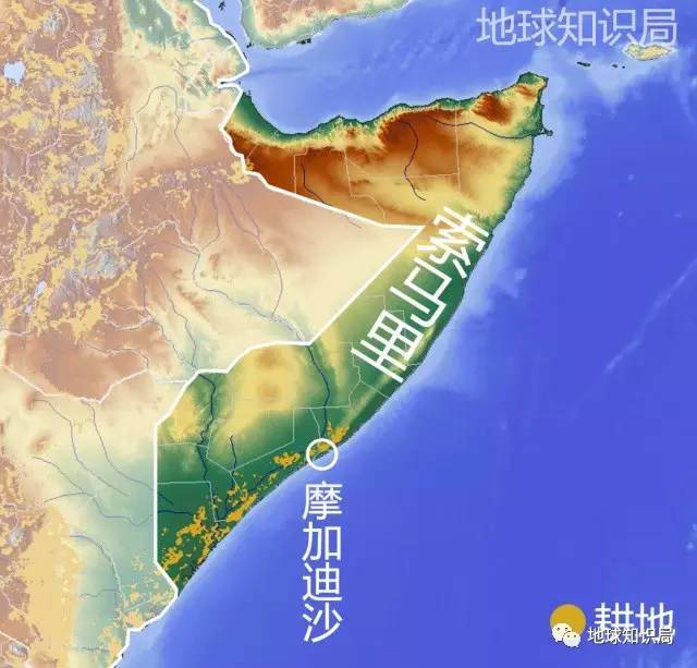 索马里地形图.耕地稀缺的索马里.