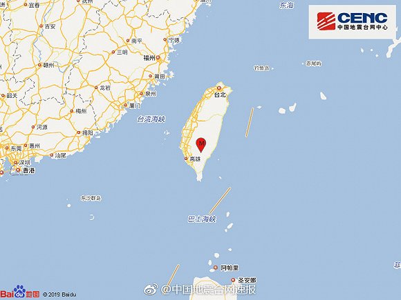 台湾台东县发生5.1级地震，震源深度10千米