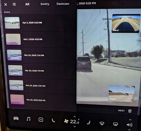 特斯拉将推送新功能：可直接在中控屏上调取车载摄像头录制的视频