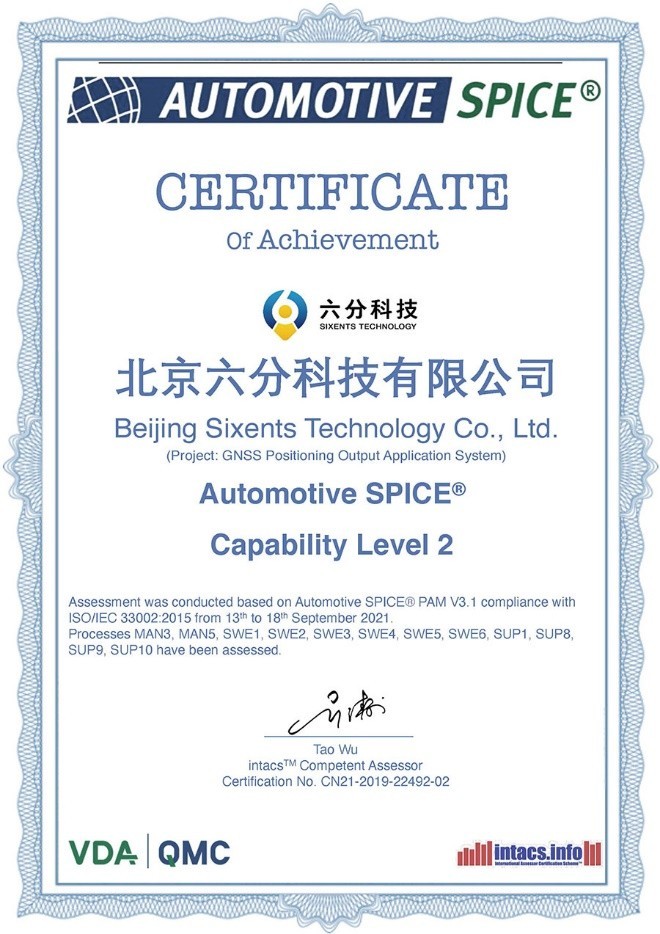 六分科技通过AutomotiveSPICEL2级认证