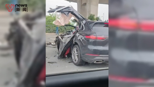 宁波交警通报保时捷车祸：肇事司机抢救无效死亡。对向来车视频曝光碰撞瞬间。