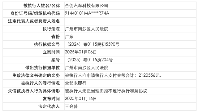 唯客:合创汽车成“老赖”，此前被广汽兜底 · 汽车-唯客