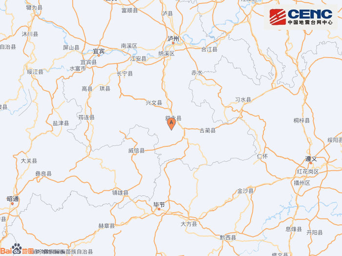 四川泸州市叙永县附近发生3.4级左右地震