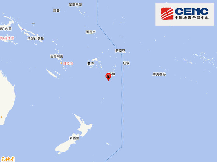 斐济群岛以南发生5.9级地震，震源深度100千米