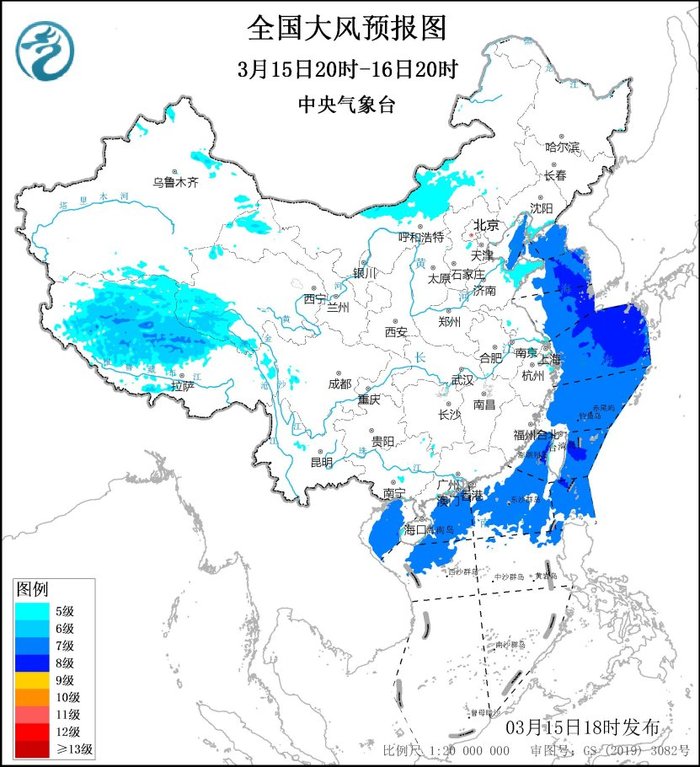 大风蓝色预警：新疆西藏内蒙古等地局地阵风可达7级以上|界面新闻 · 快讯