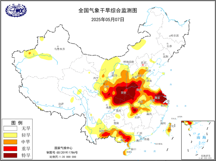 气象干旱黄色预警：陕西、河南、湖北、江苏等地部分地区特旱
