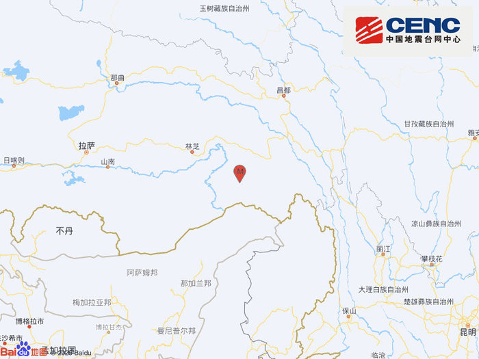西藏林芝市墨脱县发生3.1级地震，震源深度10千米|界面新闻 · 快讯