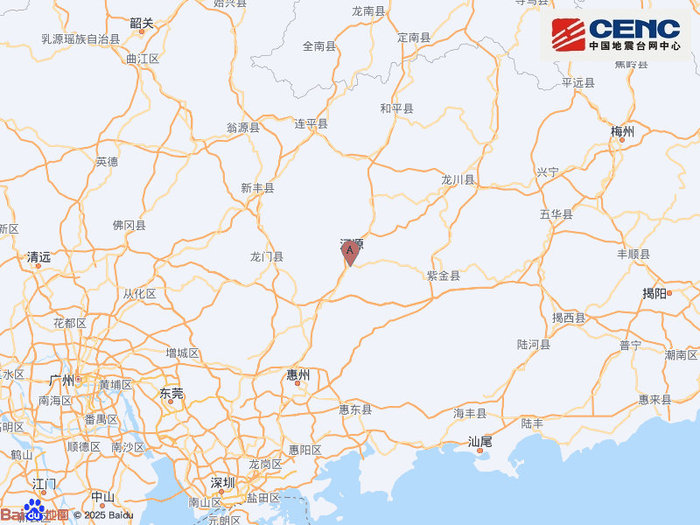 广东河源市源城区附近发生3.7级左右地震|界面新闻 · 快讯