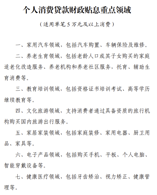 三部门印发《个人消费贷款财政贴息政策实施方案》|界面新闻 · 快讯