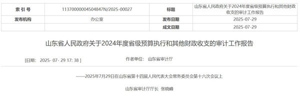 山东通报审计工作报告：两市向505名死亡人员发放养老保险