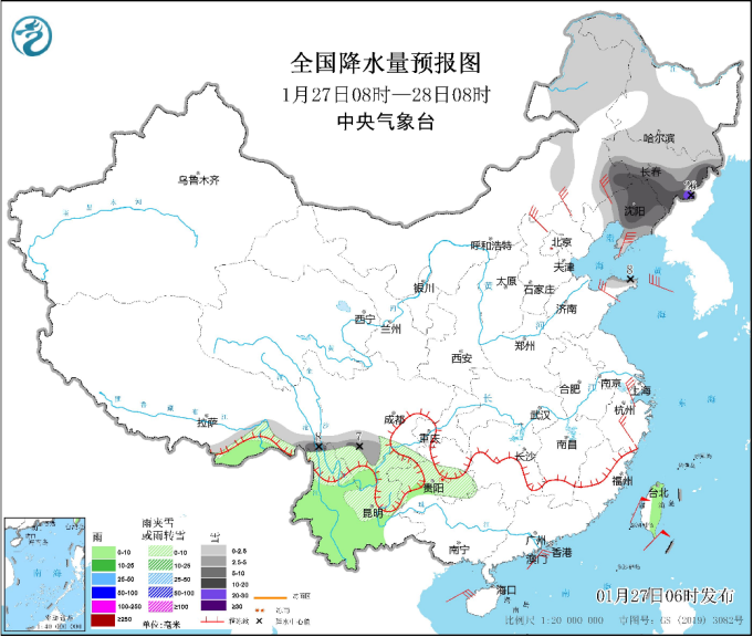 辽宁吉林山东半岛等地有强降雪，我国沿海及东部和南部海域风力大