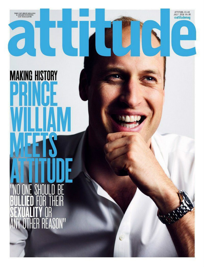 威廉王子成首個登上同性戀雜誌《attitude》的皇室成員