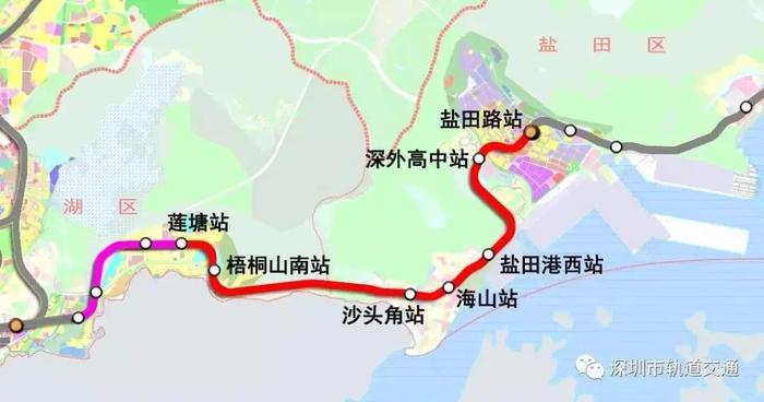 出,共設置6座車站,起始為梧桐山南站,途徑沙頭角站,海山站,鹽田港西站